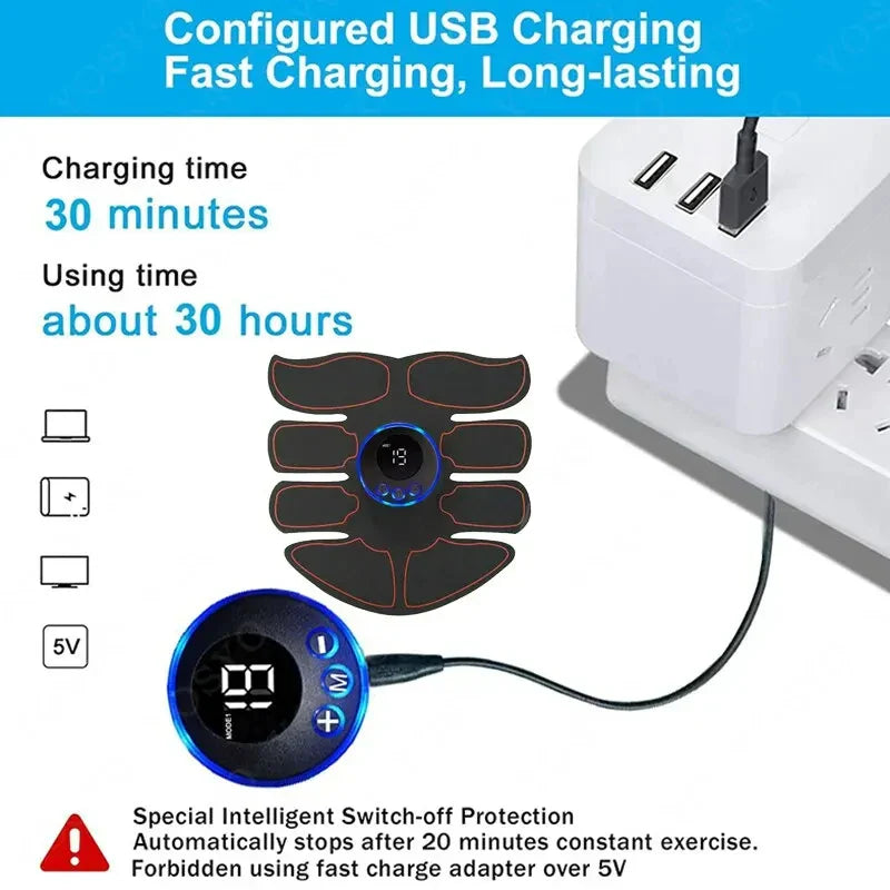 Abdominal Muscle Massager Fitness ABS Arm Training Patches Muscle Exercise Instrument USB Charging  Men Purses women Abs